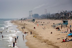Manhattan Beach, California, with Chevron’s El Segundo refinery in the background