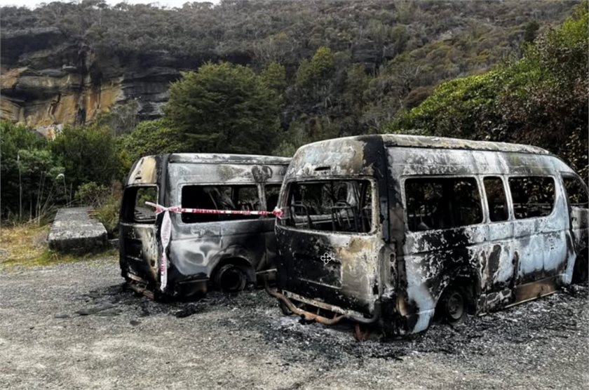 Vans were subject to an arson attack at Denniston Plateau