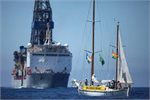 Greenpeace protesters at the Taranaki drilling site. Greenpeace protesters at the Taranaki drilling site.