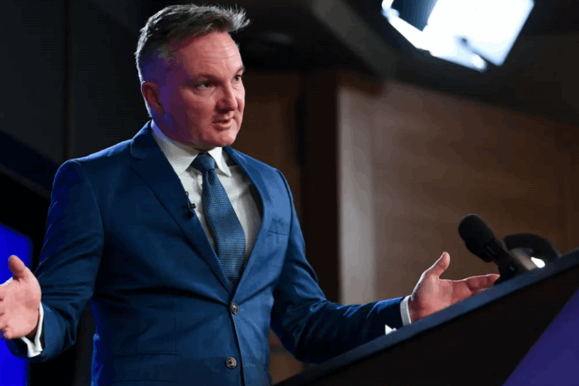 Labor spokesperson for Climate Change and Energy Chris Bowen addressing the National Press Club in Canberra.
