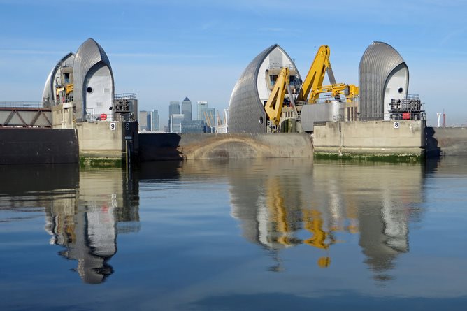 Tidal barriers on the Thames, London.
