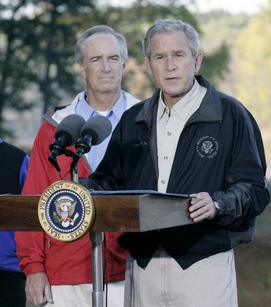President Bush and US Interior Minister Dirk Kempthorn new climate change principles announcement today