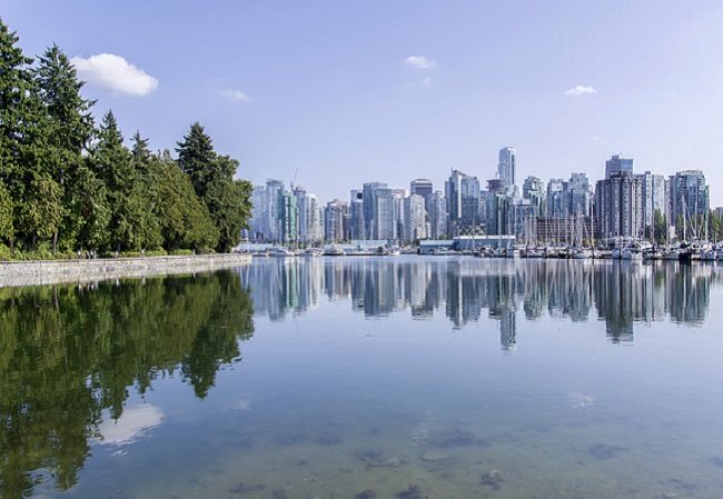 A touch of green enhances the Vancouver skyline