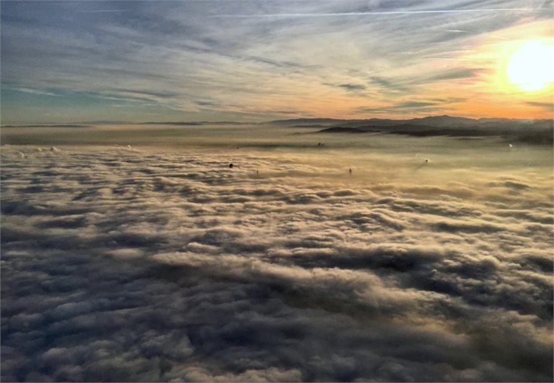 Clouds hang over Vienna, Austria. Clouds are like a blanket, cooling or heating, depending on how thick and bright they are.