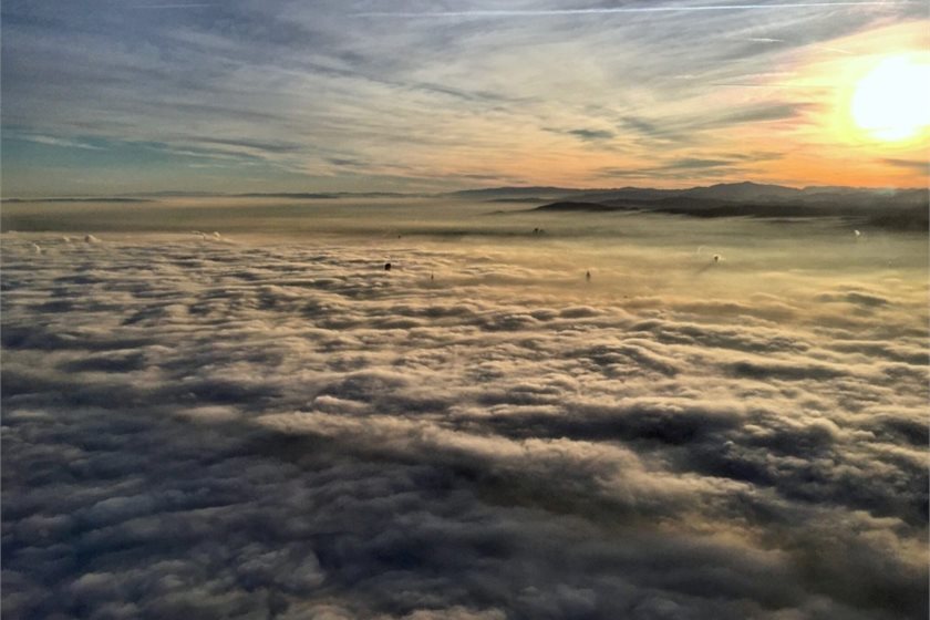 Clouds hang over Vienna, Austria. Clouds are like a blanket, cooling or heating, depending on how thick and bright they are.