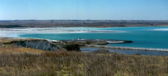 What fly ash looks like after being stored in an ash dam.