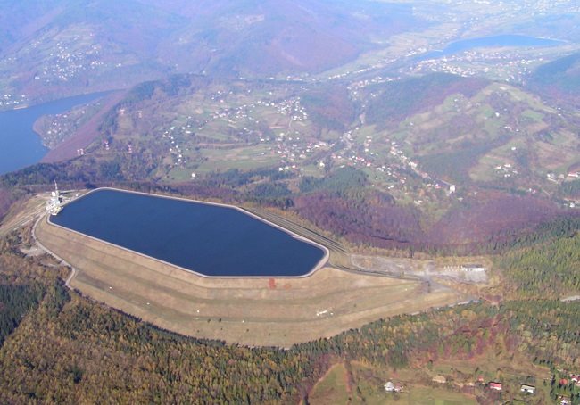Storage reservoir for a pumped-water hydroelectricity plant on Zar mountain, southern Poland.