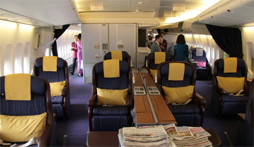 Thai Airways first class cabin: It’s the rich that fly most and do most damage to the climate.