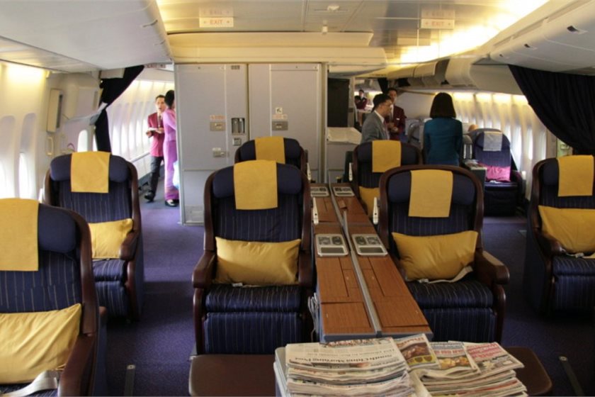 Thai Airways first class cabin: It’s the rich that fly most and do most damage to the climate.