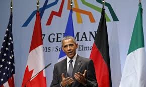US President Barak Obama addresses the G7.