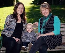 Sarah Cowan (left, with baby Taj) and Lynn Kirkland of The Herb Farm.