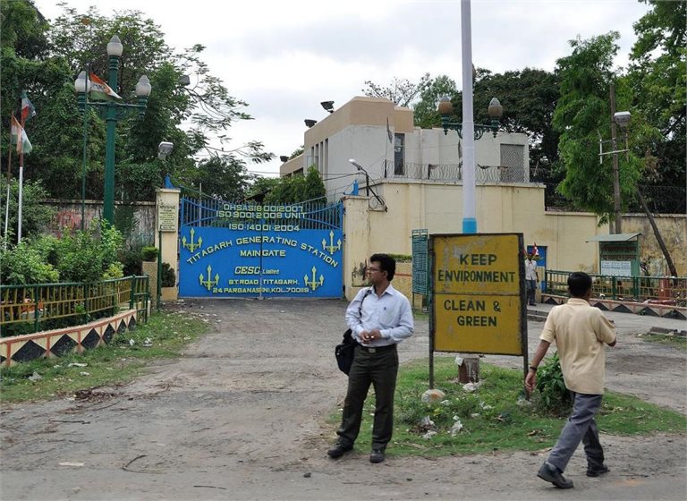 A 'clean and green' sign outside a coal-burning power station near Kolkata.
