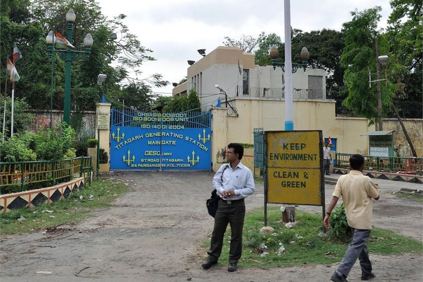 A 'clean and green' sign outside a coal-burning power station near Kolkata.