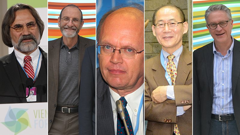 The candidates for the 2015 IPCC election: Nebojsa Nakicenovic, Chris Field, Jean-Pascal van Ypersele, Hoesung Lee, Thomas Stocker.