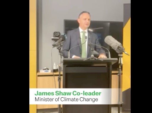 James Shaw announcing the carbon budgets on Facebook Live