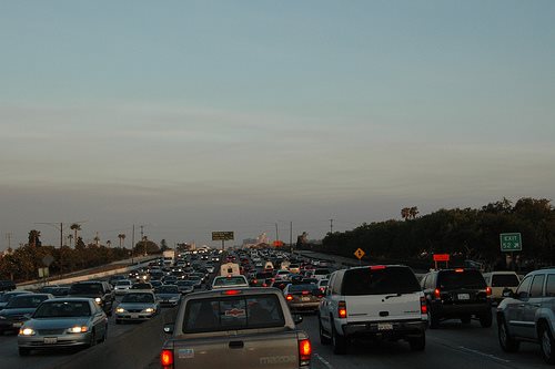 LA traffic ... 4.3% fwere iles travelled in the USA in March