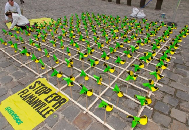 A public protest in France against building new nuclear power stations.