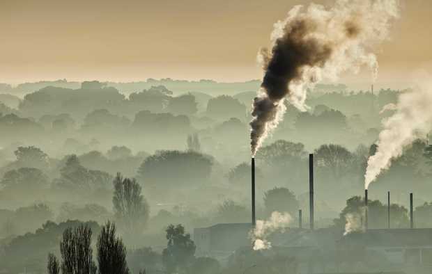 Factory smoke and winter smog above Christchurch.