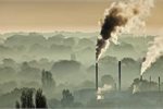 Factory smoke and winter smog above Christchurch. Factory smoke and winter smog above Christchurch.