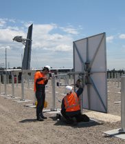 Heliostats being installed in Newcastle.