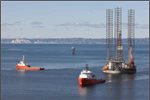 The Ensco 56 rig completes its work off the Taranaki coast, drilling three gas wells The Ensco 56 rig completes its work off the Taranaki coast, drilling three gas wells