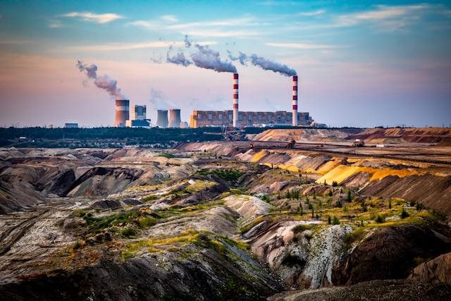 Brown coal mine and power station in Belchatow, Poland
