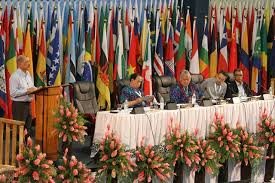 Seychelles President James Michel addresses the Apia conference.