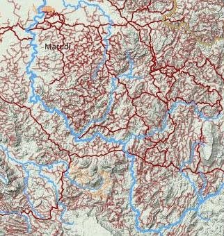 Once were jungle ... a spider-web of logging roads in the Baram River area of northern Sarawak.