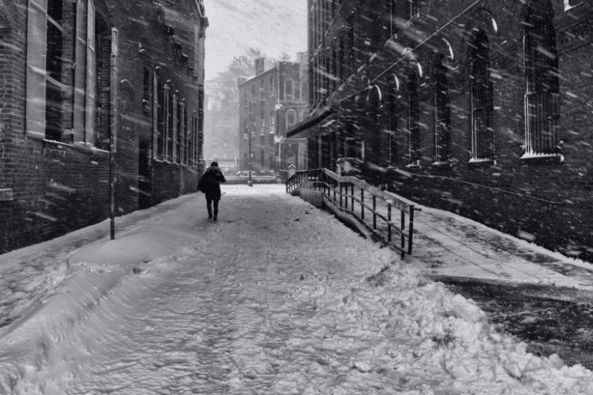 The snows of yesteryear? Soho in New York in mid-blizzard.