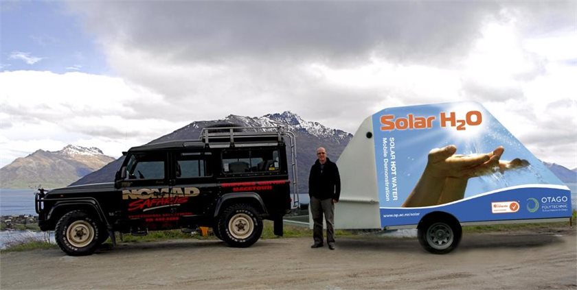 Steve Henry with biodiesel-fueled car in Queenstown.