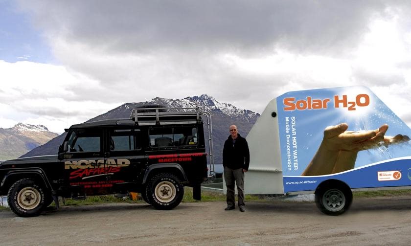 Steve Henry with biodiesel-fueled car in Queenstown.