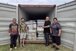 Cool roof application lead Hivi Puheke, Noah Bunkley, Sir Collin Tukuitinga and Niue site lead Jama'l Talagi-Veidreyaki Cool roof application lead Hivi Puheke, Noah Bunkley, Sir Collin Tukuitinga and Niue site lead Jama'l Talagi-Veidreyaki