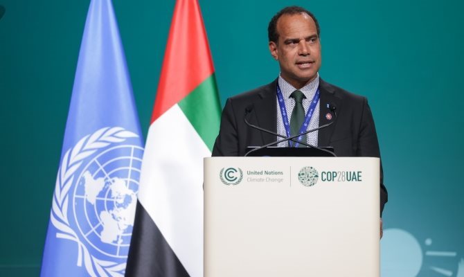Vanuatu Climate Change Minister, Ralph Regenvanu, speaking at COP28 in Dubai