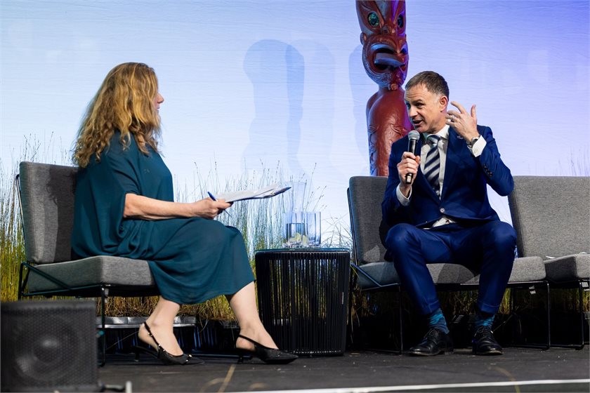 Kathryn Ryan and Energy and Climate Change Minister Simon Watts at yesterday's Climate Change and Business Conference