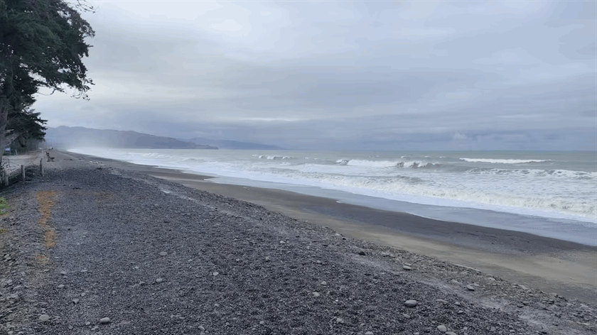 The new bund is providing some protection to Amberley Beach residents for now.
