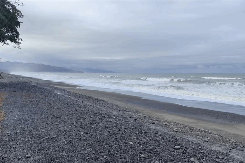 The new bund is providing some protection to Amberley Beach residents for now.