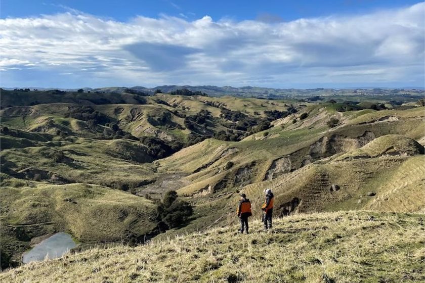 Earth Sciences NZ engineering geologists Chris Massey and Kerry Leith survey Cyclone Gabrielle landslides in Hawkes Bay