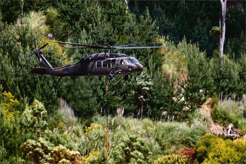 The Valley Road forestry operation was carried out between January and March using a helicopter to lift logs from the steep hillside.