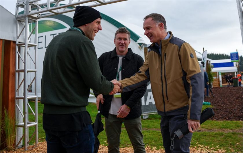 Climate change minister Simon Watts (right) at Fieldays 2024