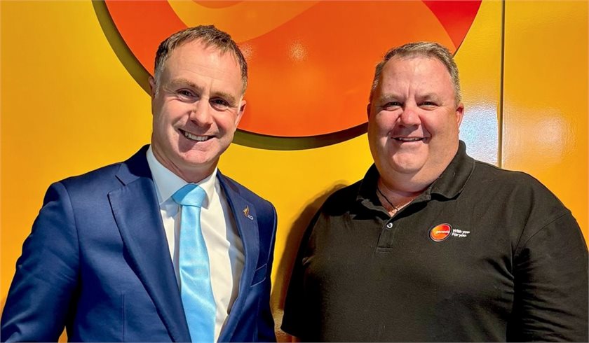 Climate Change and Energy minister Simon Watts (left) with Genesis Energy chief executive Malcolm Johns.