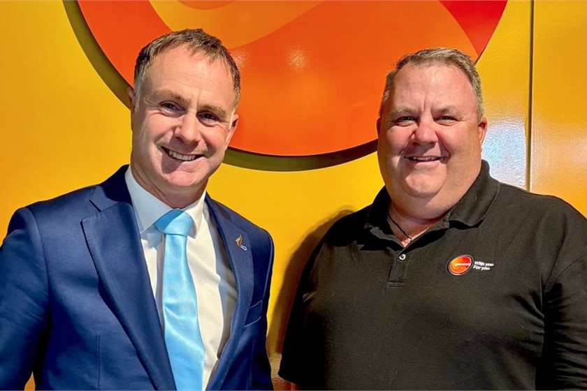 Climate Change and Energy minister Simon Watts (left) with Genesis Energy chief executive Malcolm Johns.