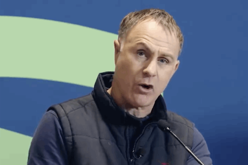 Climate change and energy minister Simon Watts announcing the solar package at Fieldays