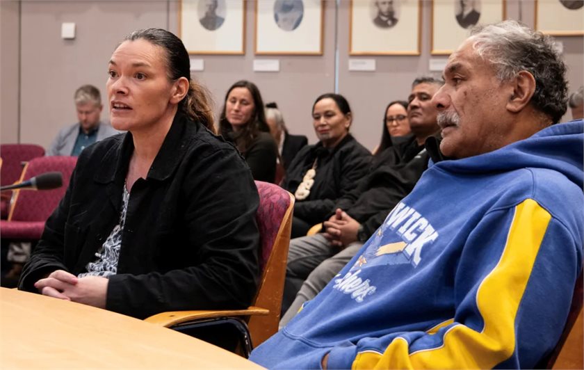 Rachel Arnott with kaumatua Ngāpari Nui at the New Plymouth District Council committee