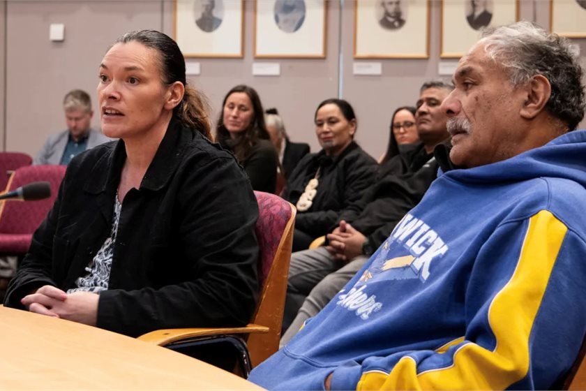 Rachel Arnott with kaumatua Ngāpari Nui at the New Plymouth District Council committee