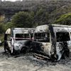 Vans were subject to an arson attack at Denniston Plateau Vans were subject to an arson attack at Denniston Plateau