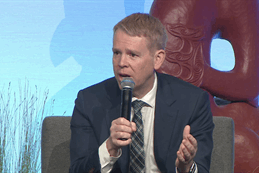 Labour leader Chris Hipkins speaking at the Climate Change and Business Conference in Auckland yesterday Labour leader Chris Hipkins speaking at the Climate Change and Business Conference in Auckland yesterday