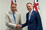 Climate Change Minister Simon Watts (right) with the Prime Minister of Niue, Dalton Tagelagi.