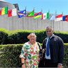 Christina Newport and Awnesh Singh outside United Nations headquarters in New York