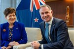 Climate Change Commission chair Dame Patsy Reddy with Climate Change Minister Simon Watts