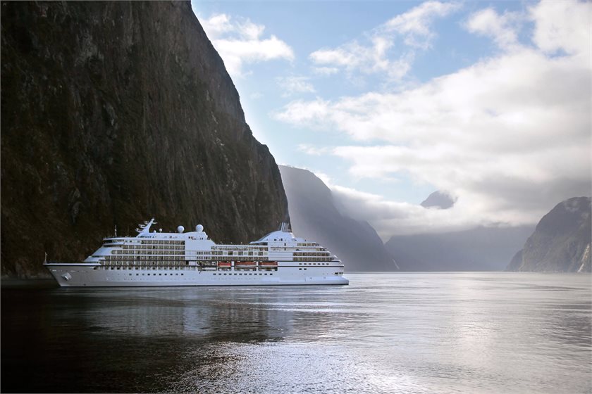 Cruise ship in Milford Sound